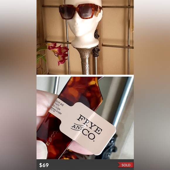 FRYE‎ & CO Oversized Square Tortoise Shell Chunky Sunglasses 100% UV Protection - Picture 11 of 11